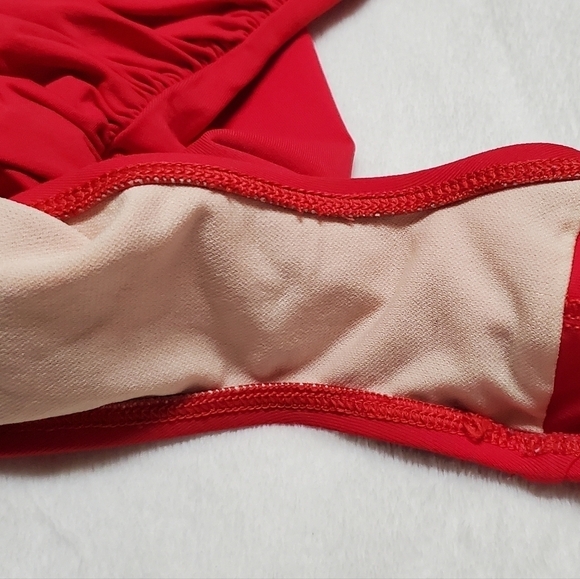 LA Blanca Island Goddess Deep Coral Halter Bandeau Twist Front Swimsuit 4 - Picture 12 of 12